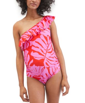 Motherhood Maternity - Beach Bump™ Ruffle-Front One-Shoulder Maternity UPF 50+ Swimsuit
