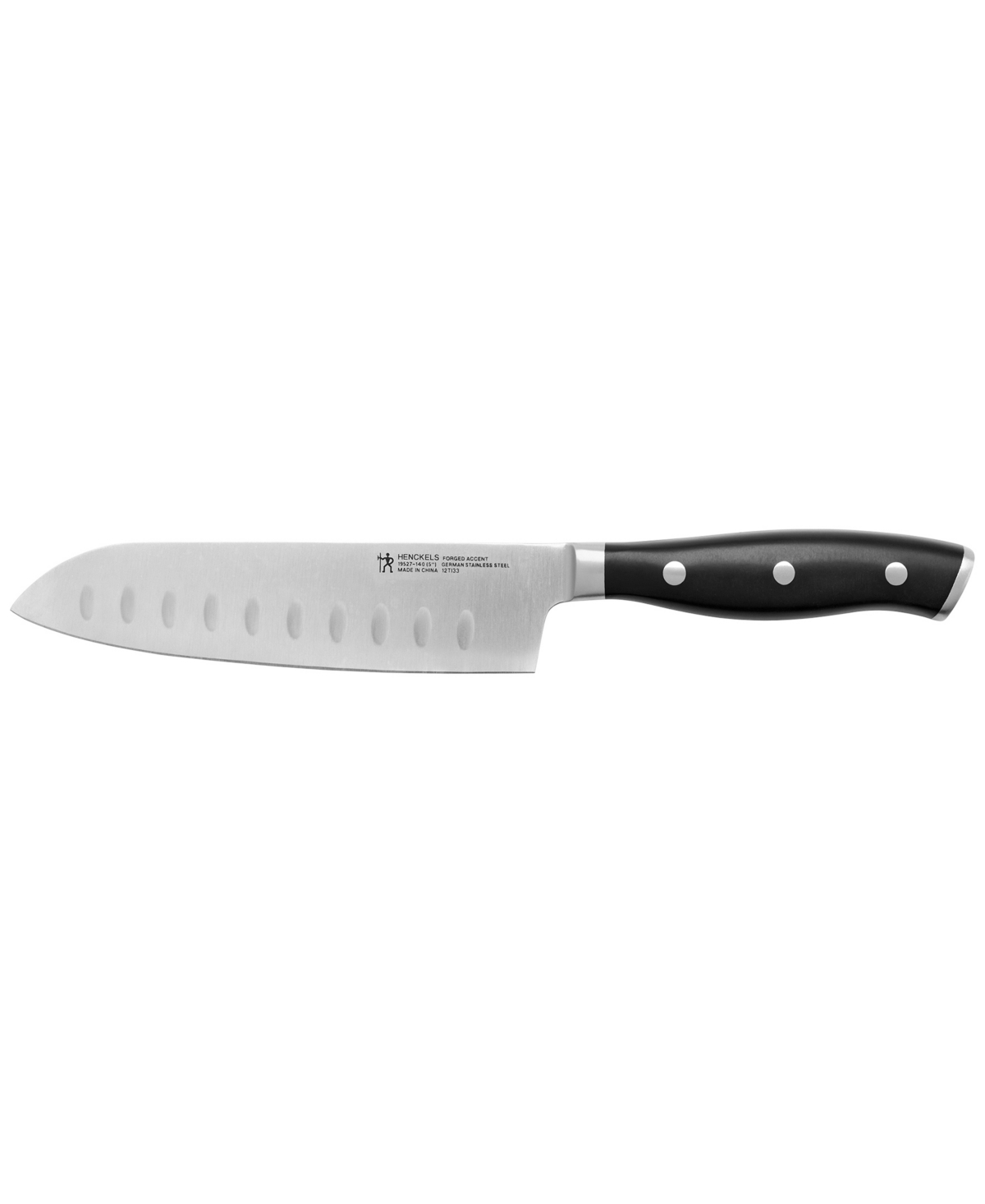 Henckels Forged Accent 5" Hollow Edge Santoku Knife - Stainless Steel Blade and Black Handle