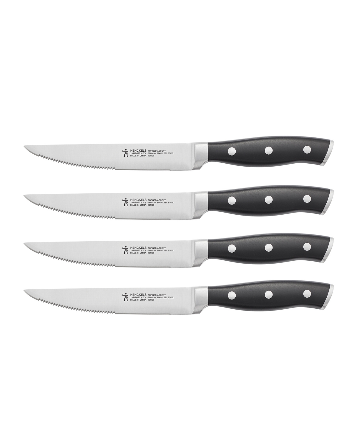J.a. Henckels Forged Accent 4 Piece Steak Set In Stainless Steel Blade And Black Handle