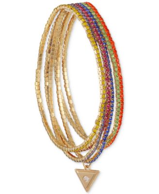 Silver-Tone 6-Pc. Set Crystal Stretch Bracelets