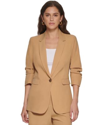 dkny ruched sleeve blazer