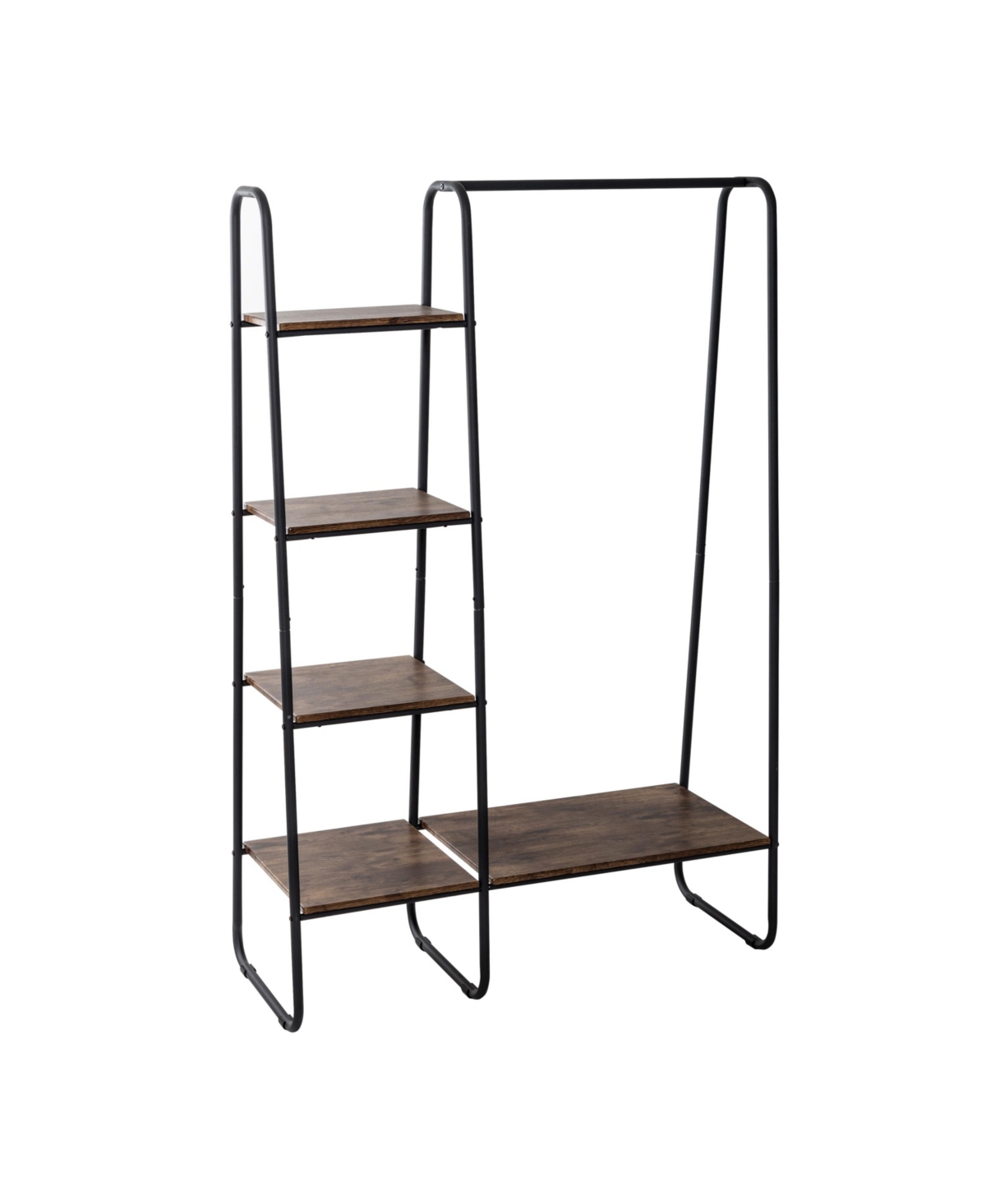 Honey Can Do Freestanding Metal Clothing Rack With Wood Shelves In Black
