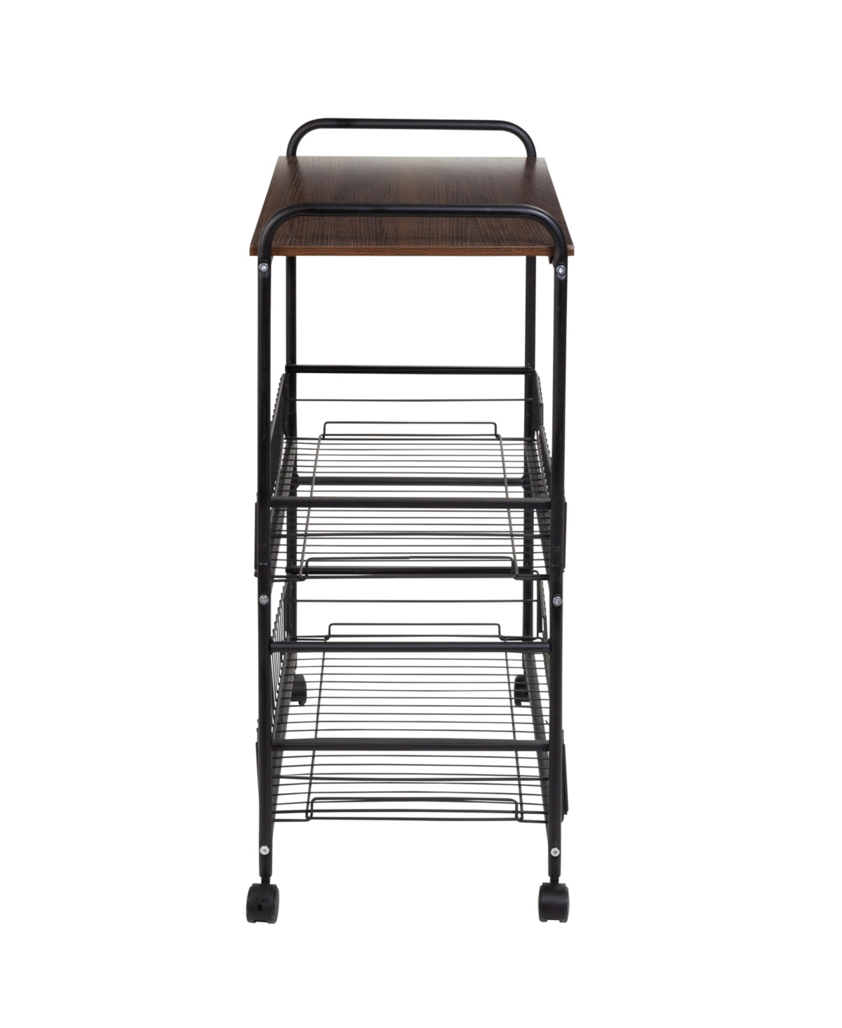 Shop Honey Can Do 3 Tier Wood Shelf And Pull-out Baskets Rolling Cart In Black