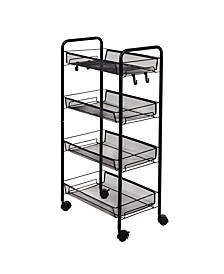 Metal Rolling 4 Tier Cart with Trays