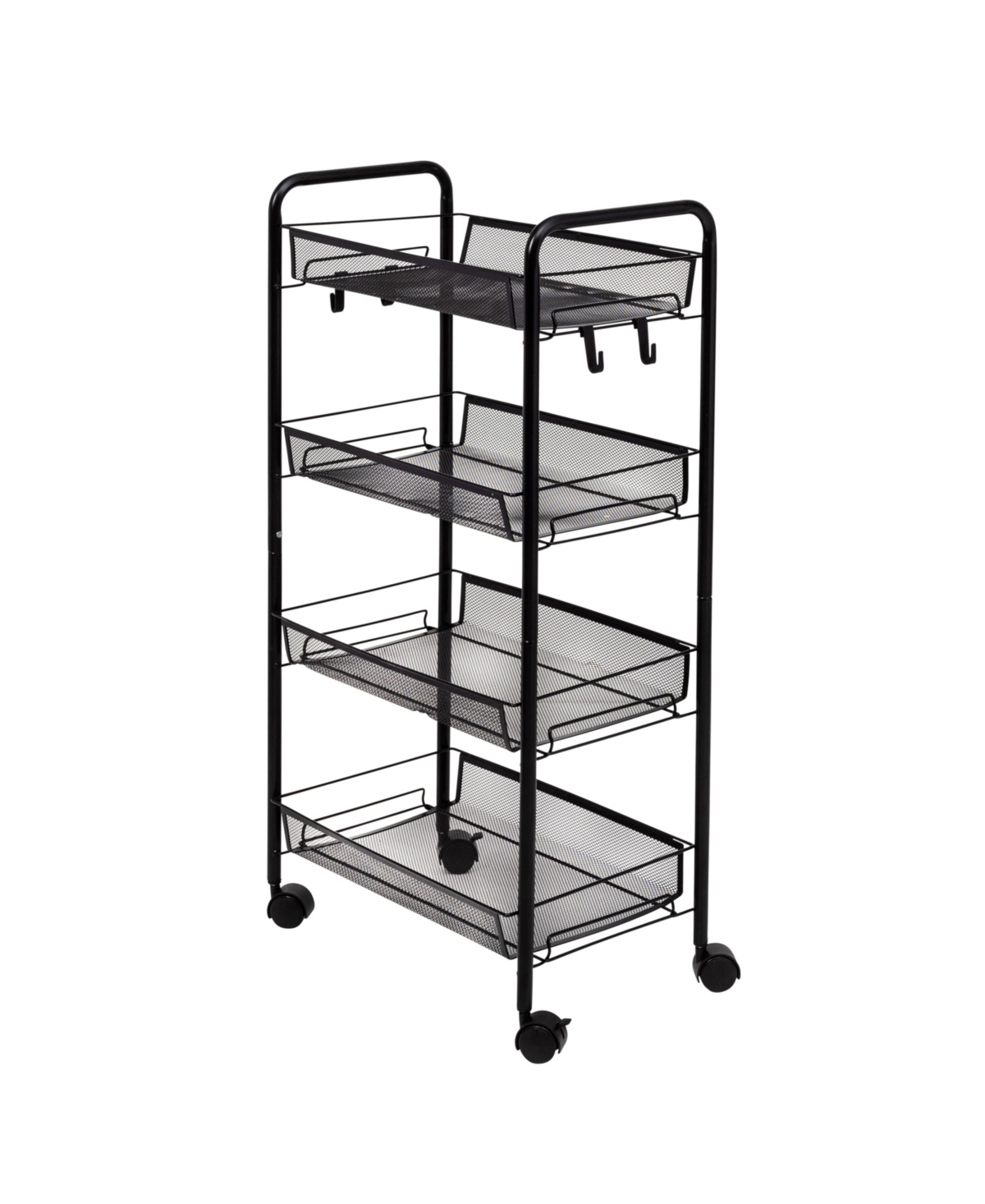 Honey Can Do Metal Rolling 4 Tier Cart With Trays In Black