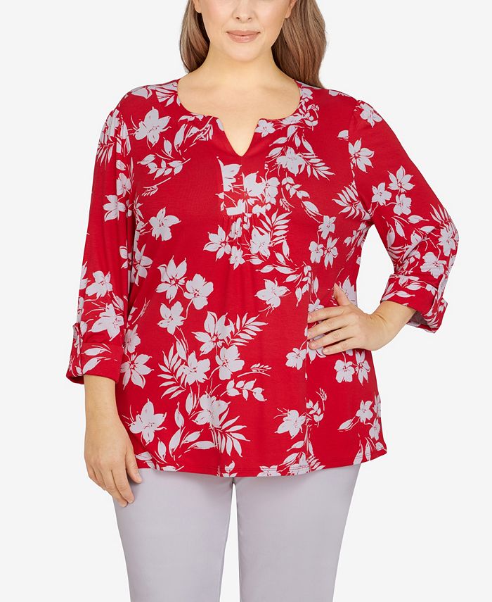Ruby Rd. Plus Size Floral Pleated Top - Macy's