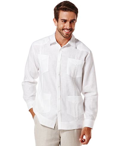 Cubavera 100% Linen Long Sleeve Guayabera Shirt - Casual Button-Down ...
