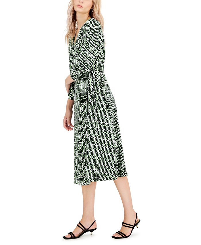 Alfani Women's Printed Surplice ElbowSleeve Wrap Dress, Created for