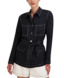 Women's Contrast-Seam Belted Jacket