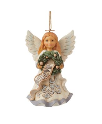 Jim Shore White Woodland Believe Angel Ornament - Macy's