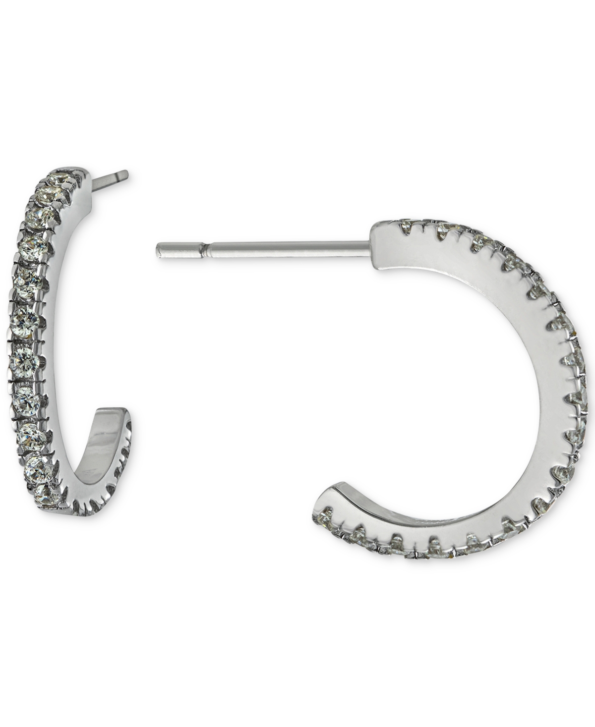 Giani Bernini Cubic Zirconia Small Half Hoop Earrings, 0.55", Created For Macy's In Silver