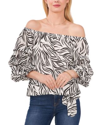 Vince Camuto - Women's Zebra-Print Off-The-Shoulder Blouse