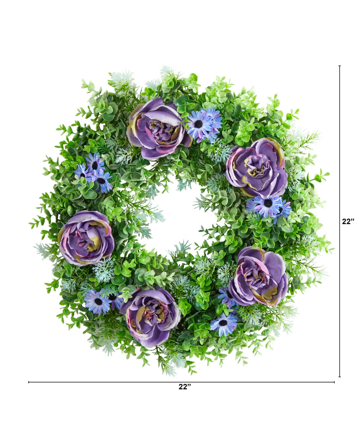 Rose, Daisy and Greens Artificial Wreath,