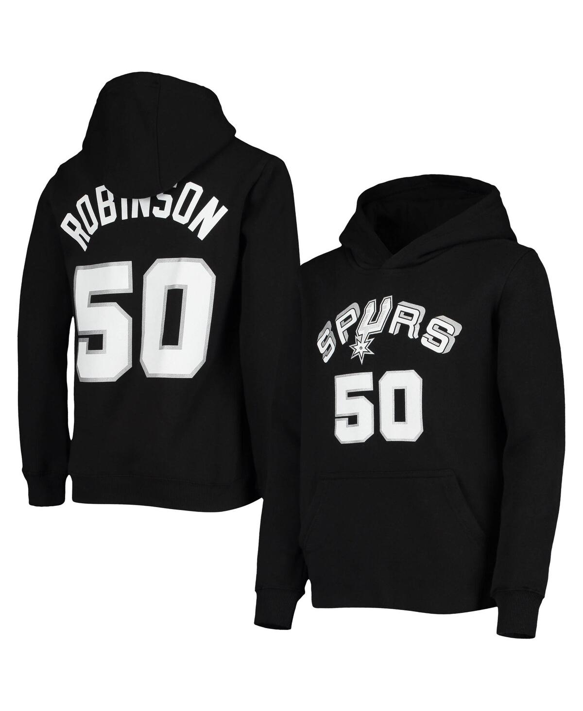 MITCHELL & NESS BIG BOYS AND GIRLS MITCHELL & NESS DAVID ROBINSON BLACK SAN ANTONIO SPURS HARDWOOD CLASSICS NAME AND 