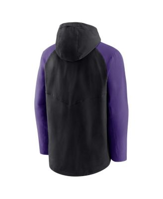 Men's Black, Purple Colorado Rockies Authentic Collection Performance Raglan Full-Zip Hoodie