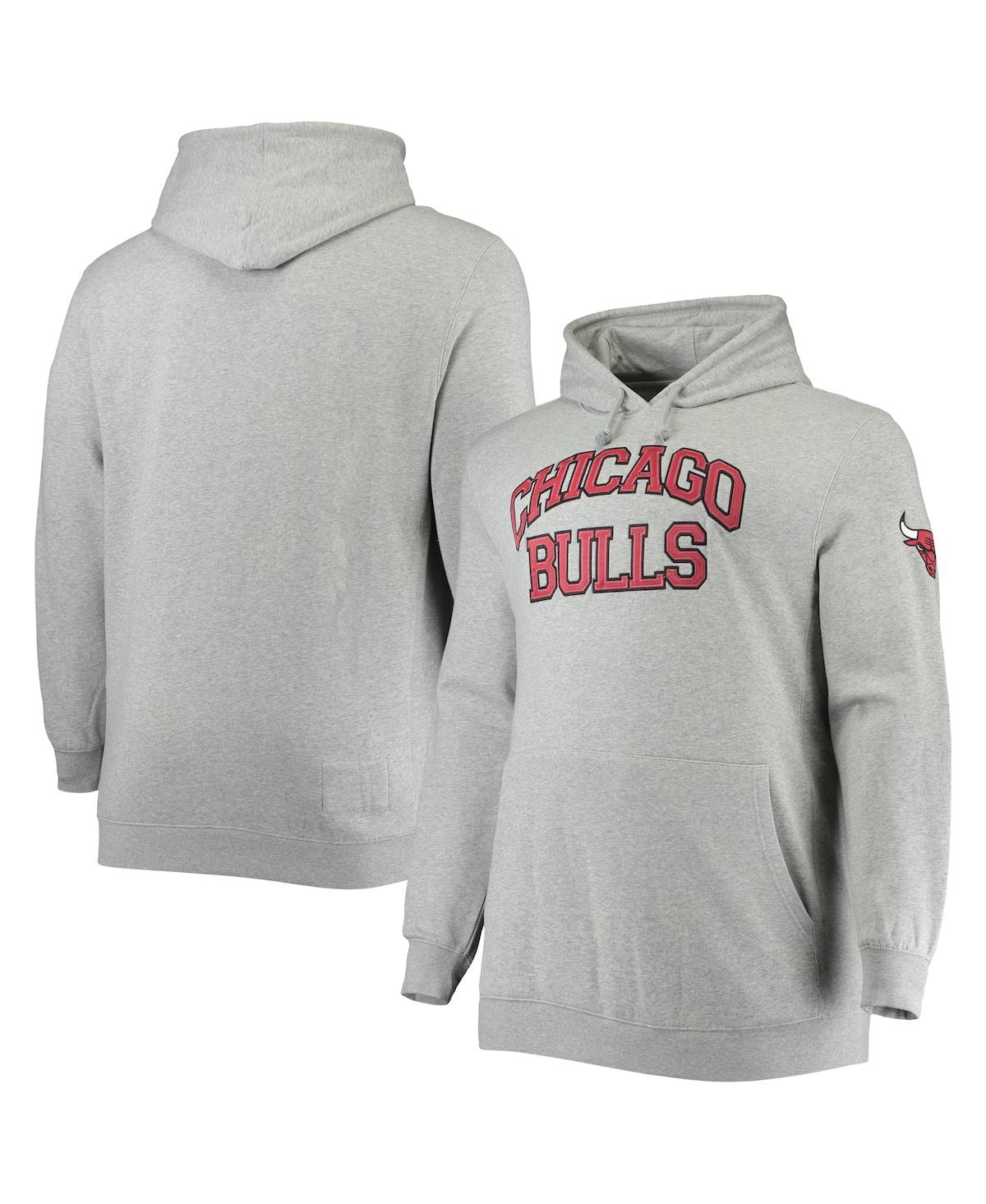 Mitchell & Ness Men's  Heather Gray Chicago Bulls Hardwood Classics Big And Tall Throwback Pullover H In Heathered Gray
