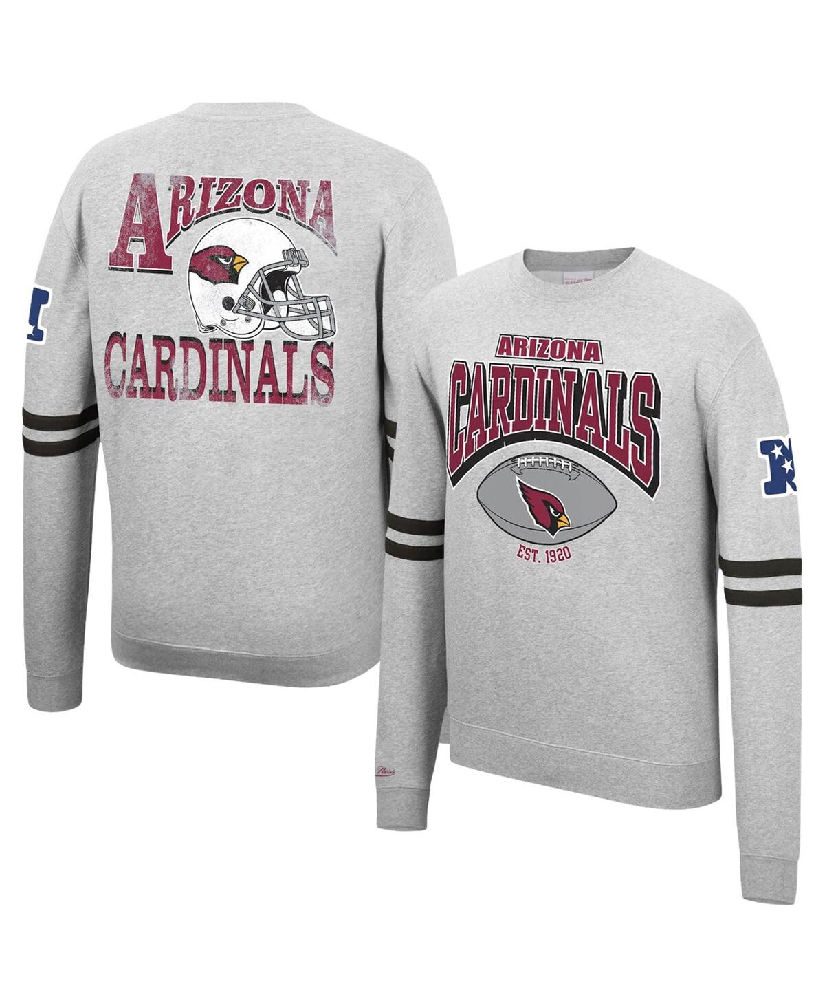 Mitchell & Ness Men's Heathered Gray Arizona Cardinals Allover Print Fleece  Pullover Sweatshirt