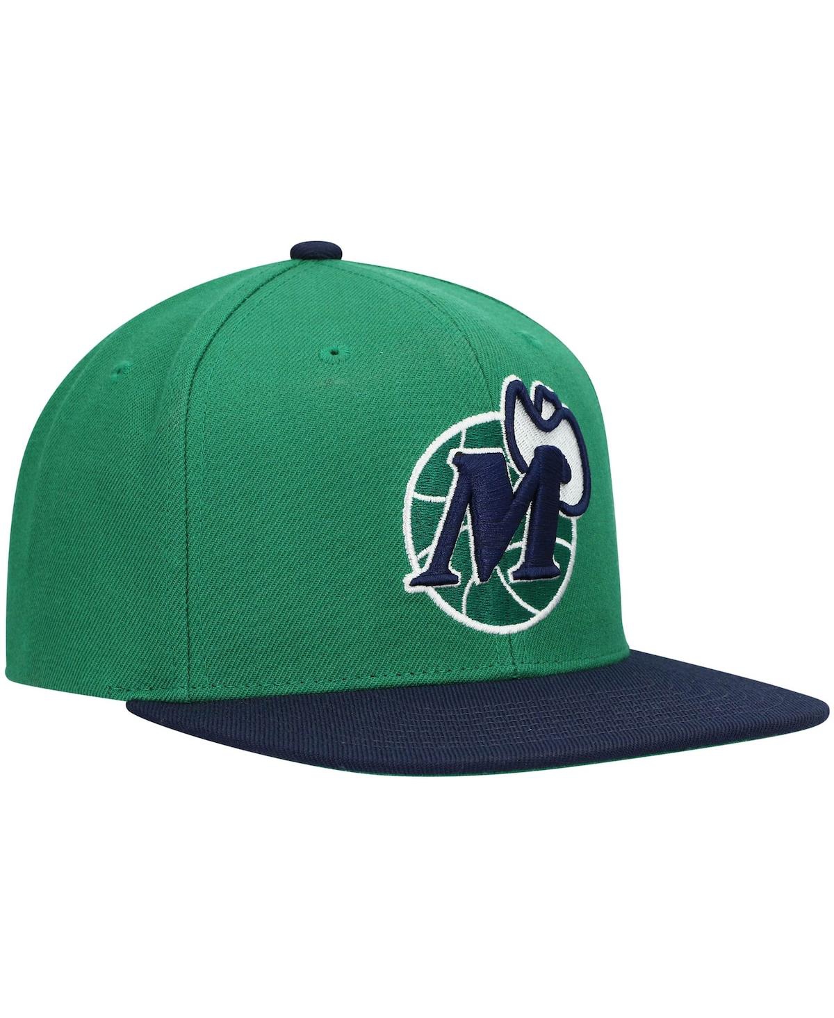Mitchell & Ness Men's  Green, Navy Dallas Mavericks Hardwood Classics Team Two-tone 2.0 Snapback Hat In Green,navy