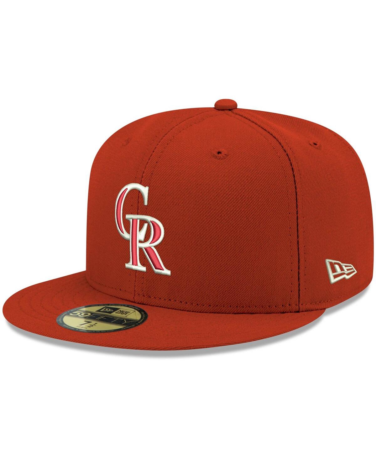 Shop New Era Men's  Red Colorado Rockies Logo White 59fifty Fitted Hat