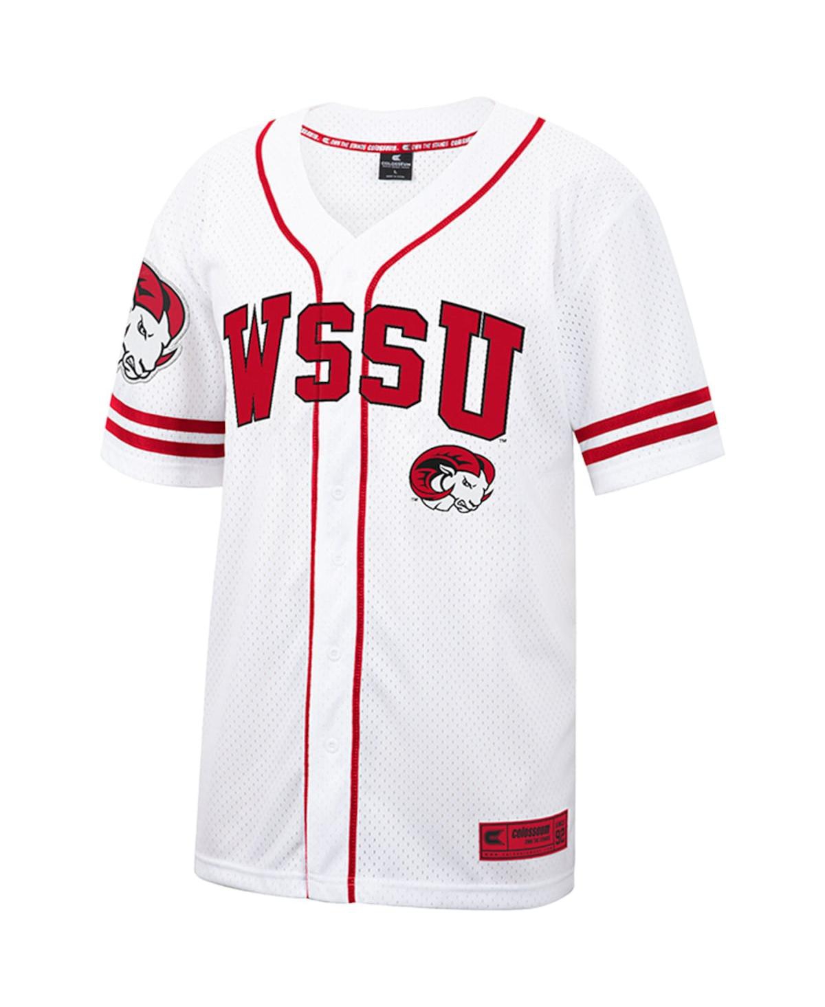 Men's Colosseumand Red Winston-Salem State Rams Free Spirited Baseball Jersey - White, Red