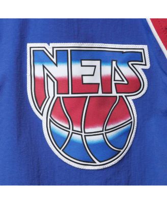 Men's Blue New Jersey Nets Hardwood Classics Authentic Warm-Up Raglan Full-Zip Jacket