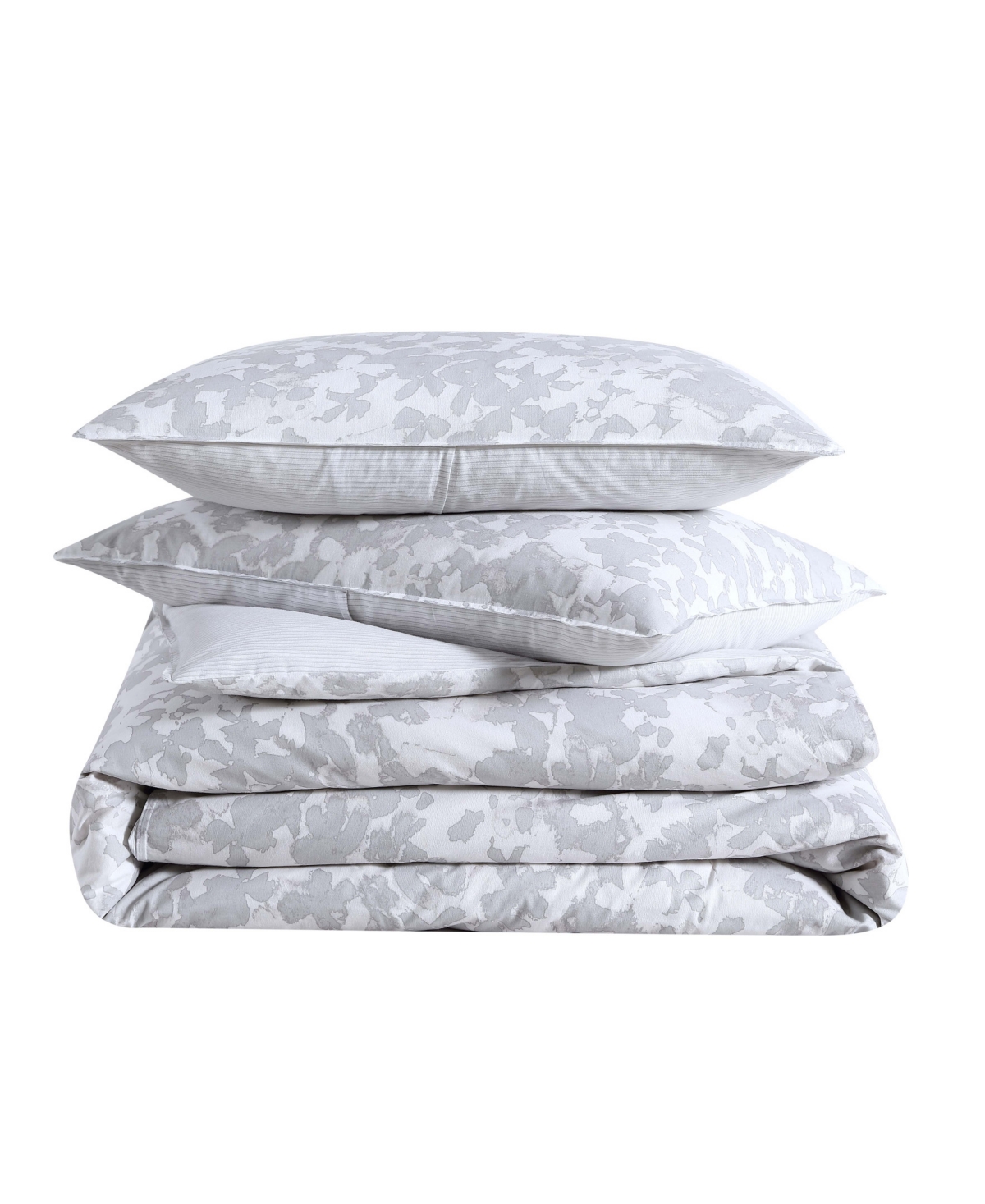 Kenneth Cole New York Merrion Organic Cotton 3 Pc Duvet Cover Set, Full/queen Bedding In Light Gray