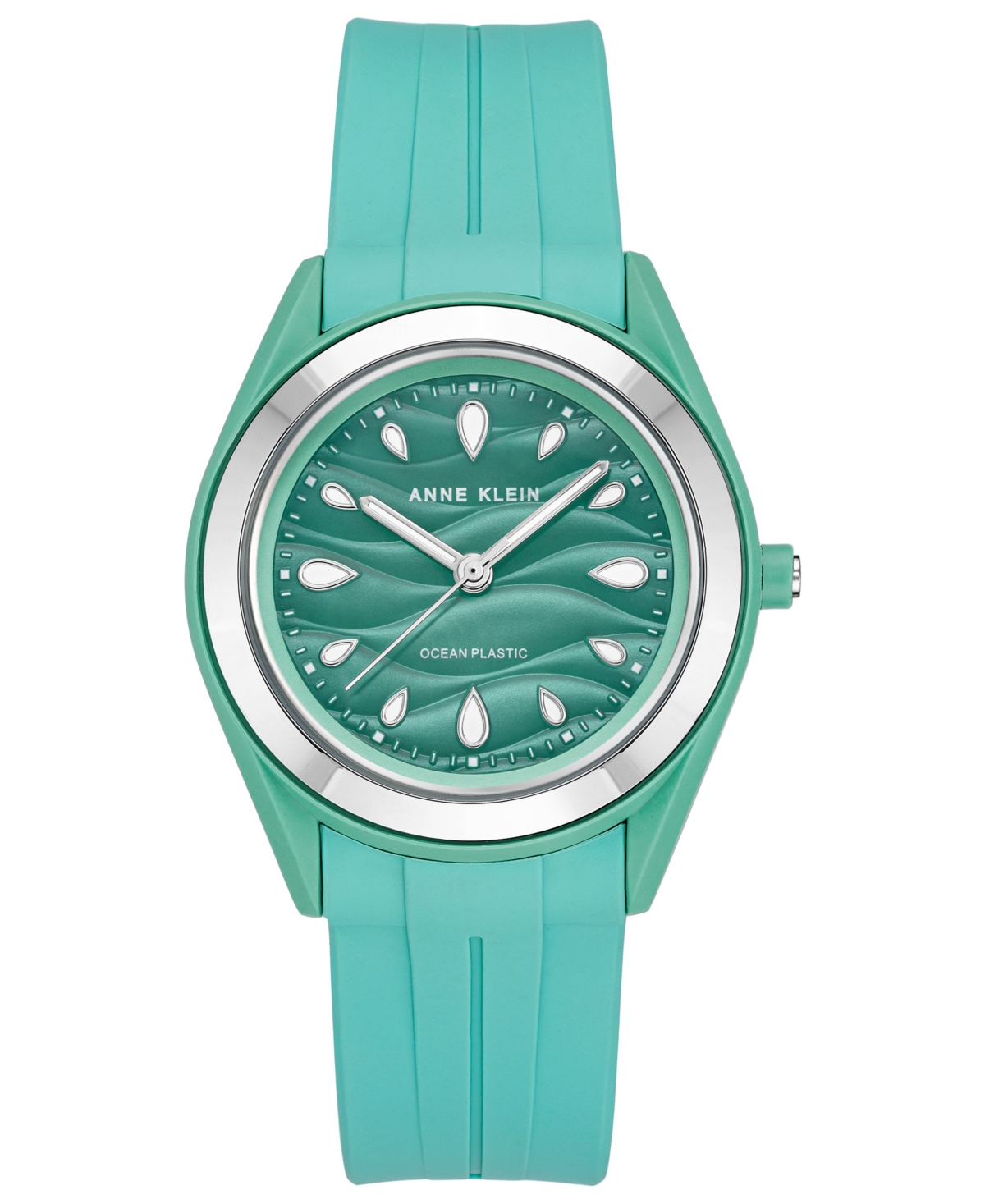 Anne Klein Women's Pastel Green Solar Ocean Work Plastic Metal Watch, 38.5mm
