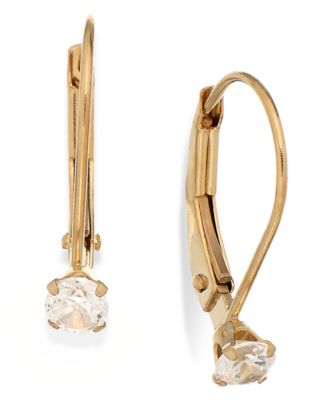 Macy's - Children's Cubic Zirconia Accent Leverback Earrings in 14k Gold