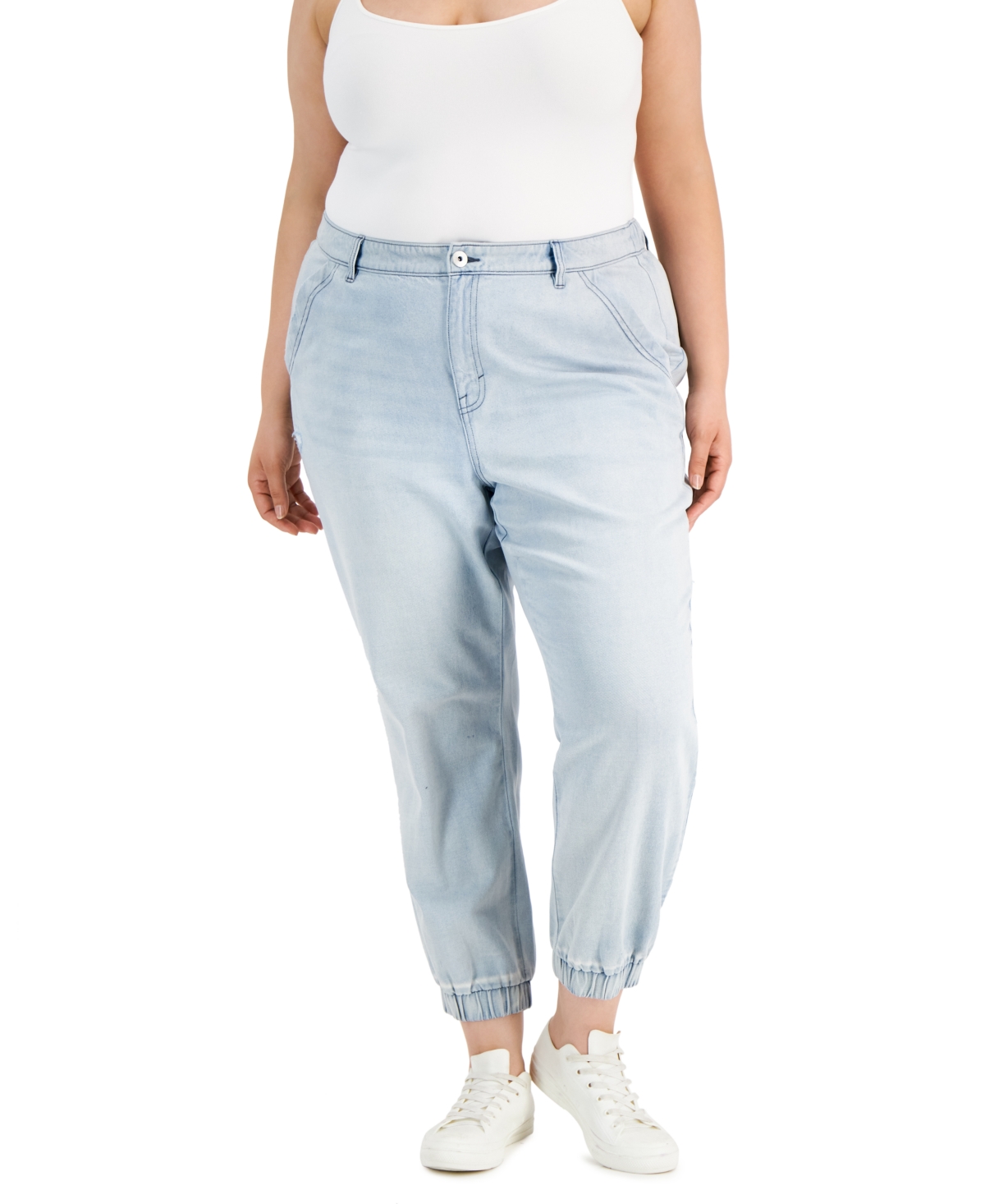 Style & Co Plus Size Utility Denim Jogger Pants, Created for Macy's