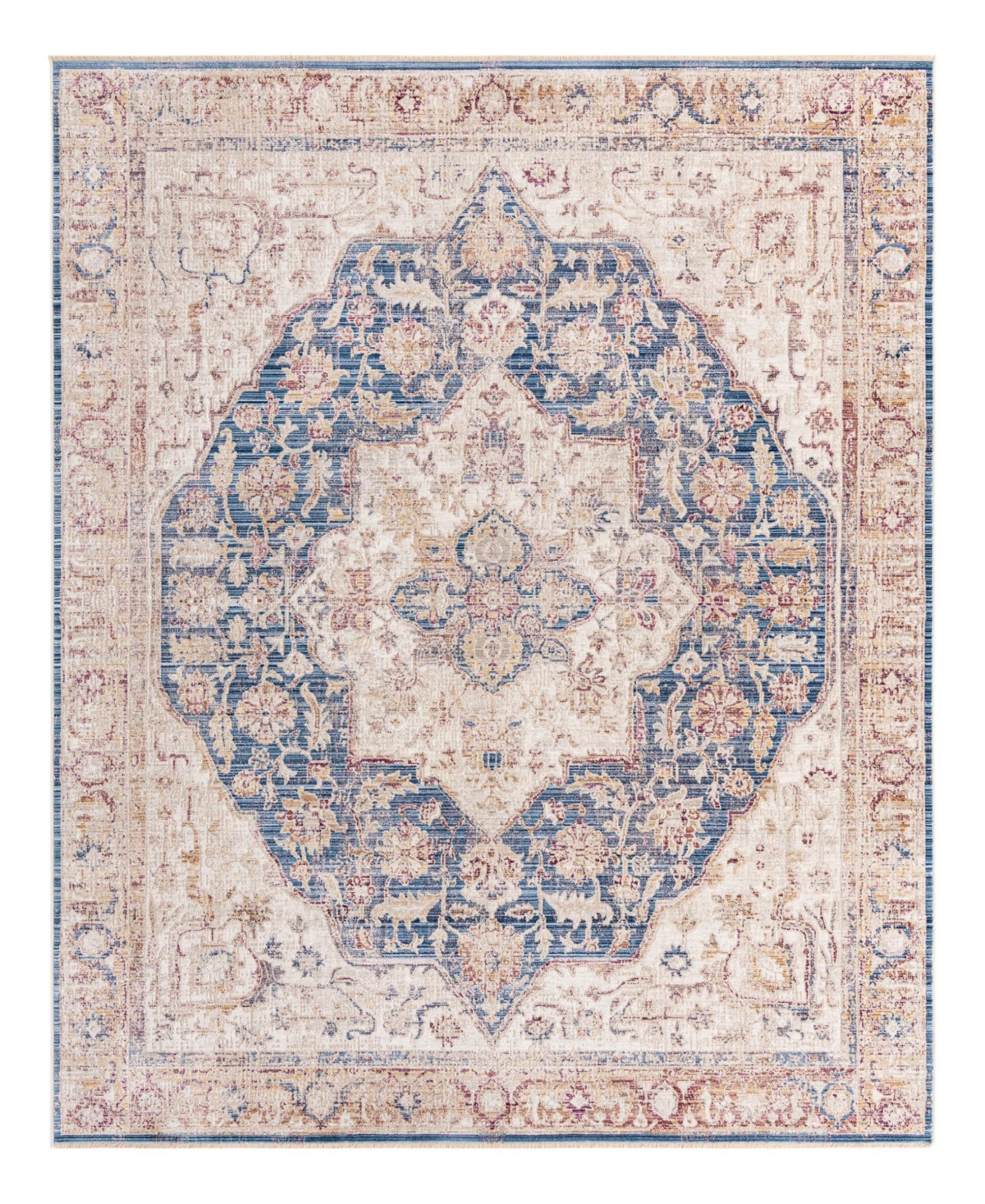 Bayshore Home Closeout!  High-low Pile Iyer Iye08 7'10" X 9'8" Area Rug In Blue,ivory