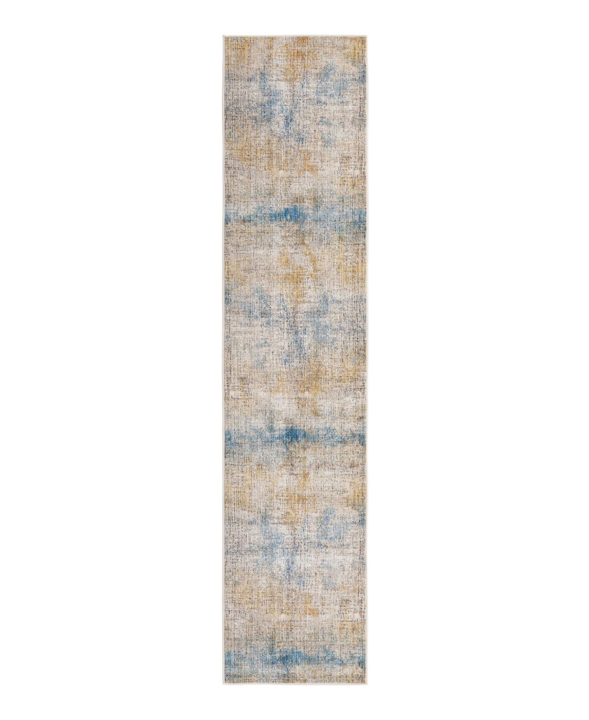 Bayshore Home Closeout!  High-low Pile Iyer Iye16 2'6" X 12' Runner Area Rug In Blue,ivory