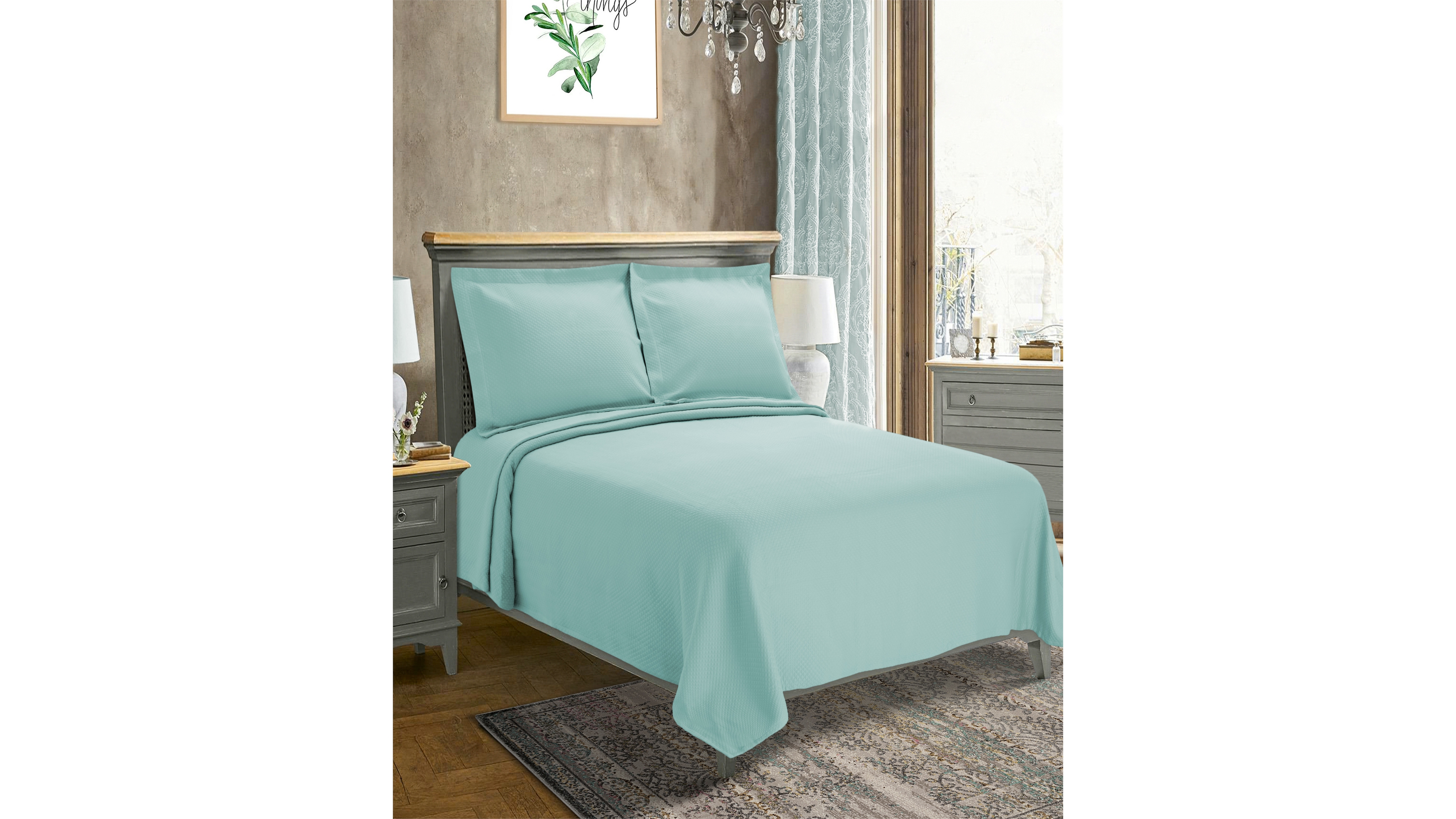 Superior 100% Cotton Diamond Solitaire All-Season 3-Piece Coverlet Set, Full