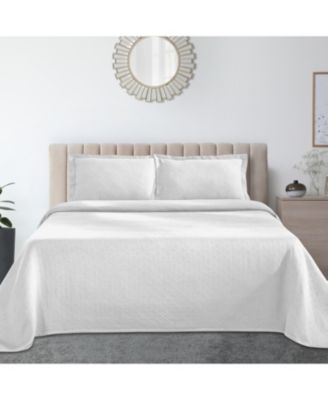 100% Cotton Basketweave Matelasse All-Season 2-Piece Coverlet Set, Twin