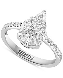 EFFY® Diamond Multi-Cut Pear Cluster Engagement Ring (1-1/5 ct. t.w.) in 14k White Gold