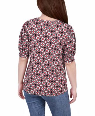 Women's Missy Short Sleeve Balloon Sleeve Top
