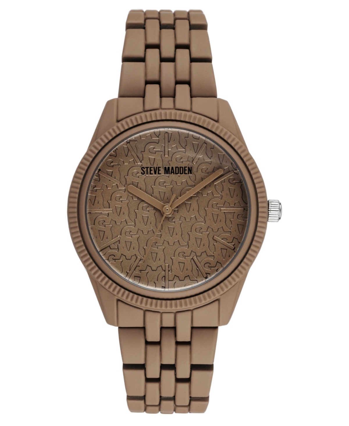 Women's Matte Brown Rubberized Link Band Watch, 36mm - Brown