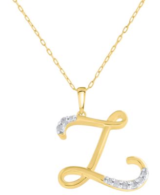 Macy's - Diamond Fancy Initial 18" Pendant Necklace (1/10 ct. t.w.) in 14k Gold-Plated Sterling Silver