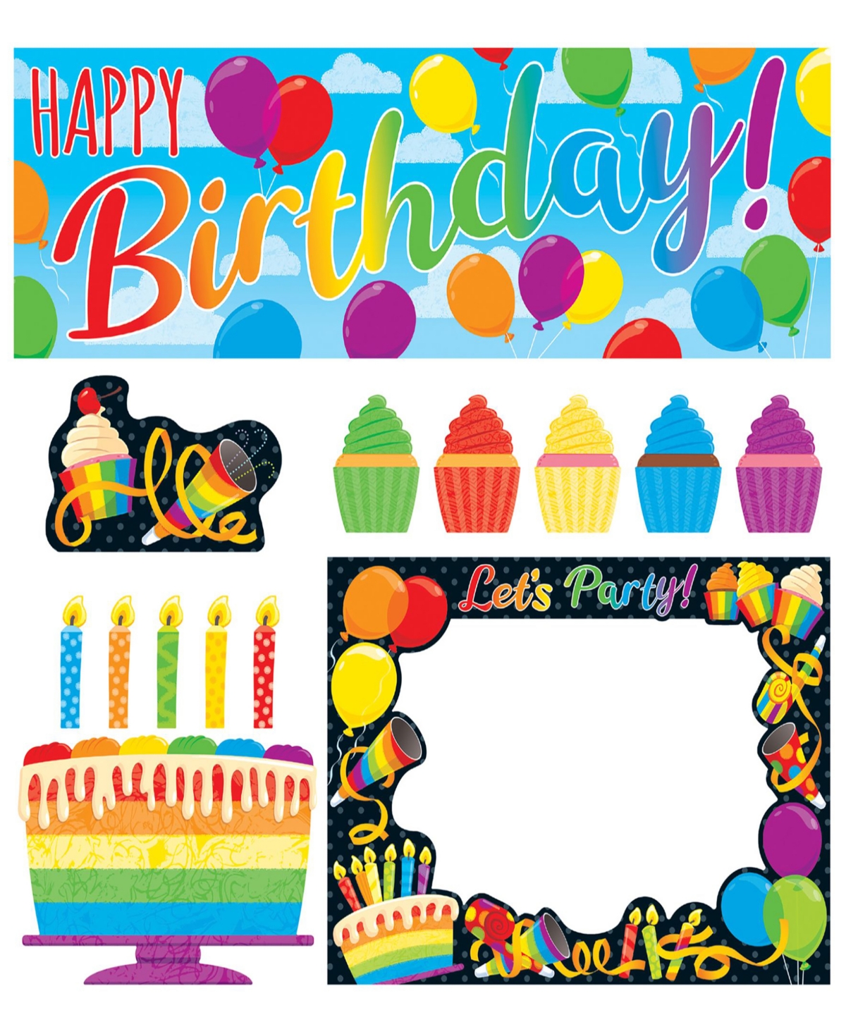 Trend Enterprises Rainbow Birthday Learning Set, 30 Pieces In Multi