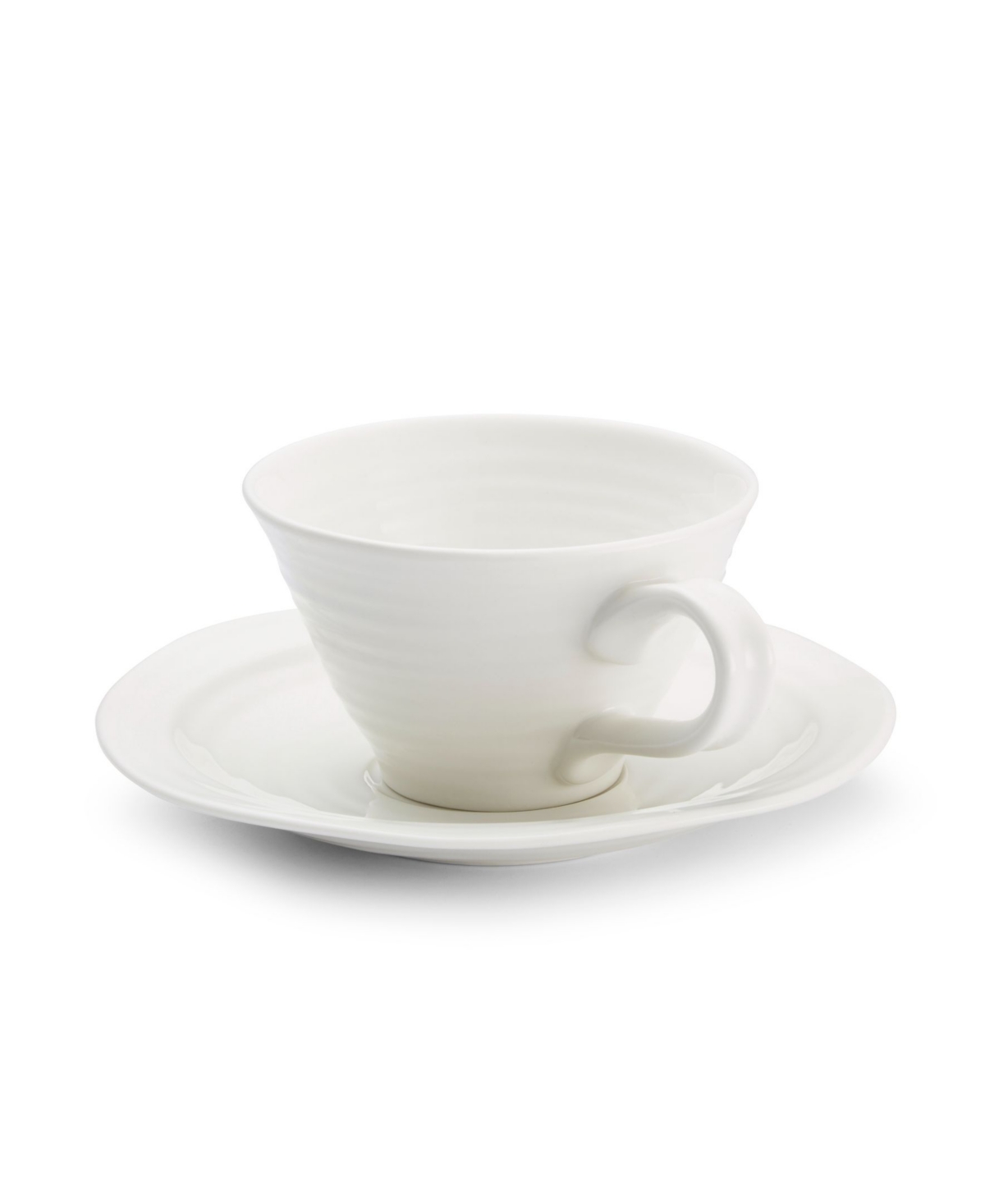 Portmeirion Sophie Conran Teacups And Saucers, Set Of 4 In White