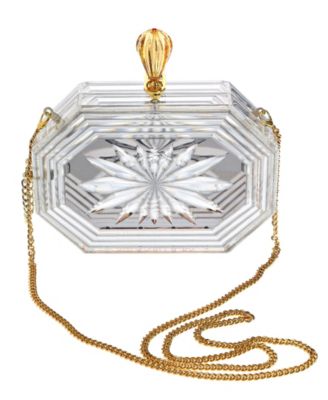 Women's Perfume Bottle Clear Flower Cut Acrylic Box Clutch