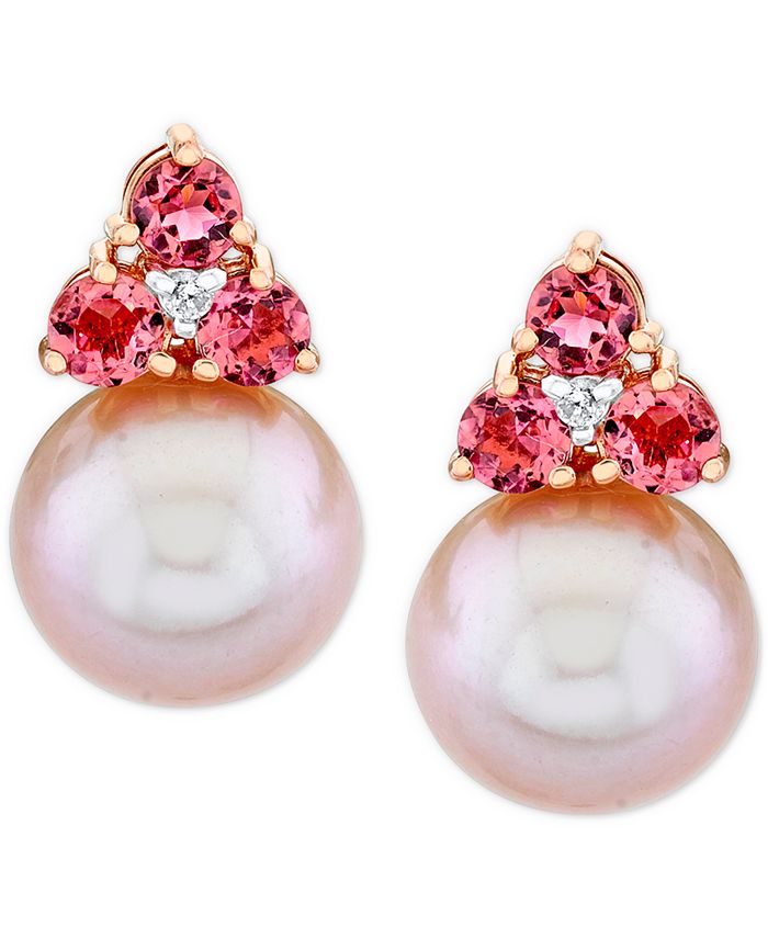 Macy's pink pearl earrings discount