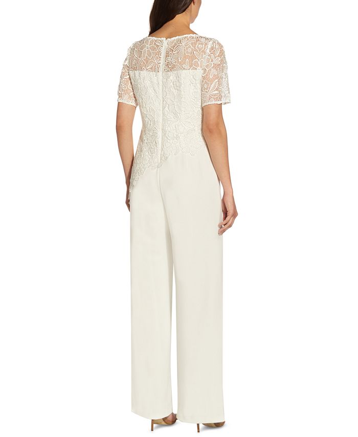 Adrianna Papell Petite Lace-Top Jumpsuit - Macy's