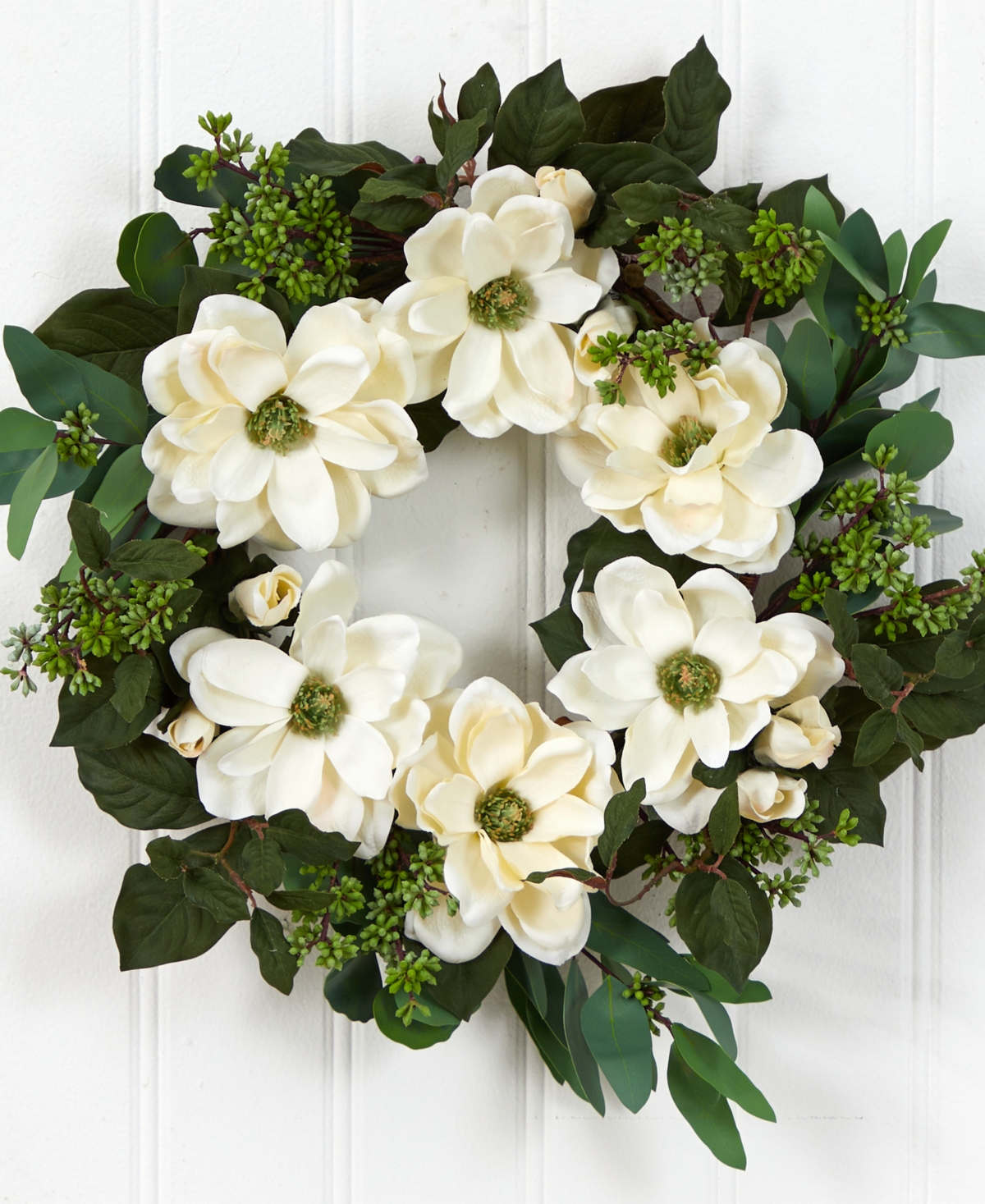 Magnolia, Eucalyptus and Berries Artificial Wreath,