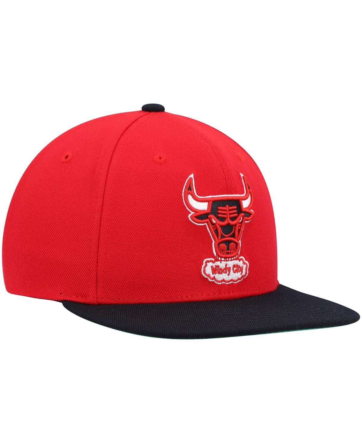 Mitchell & Ness Men's  Red And Black Chicago Bulls Hardwood Classics Team Two-tone 2.0 Snapback Hat In Red,black