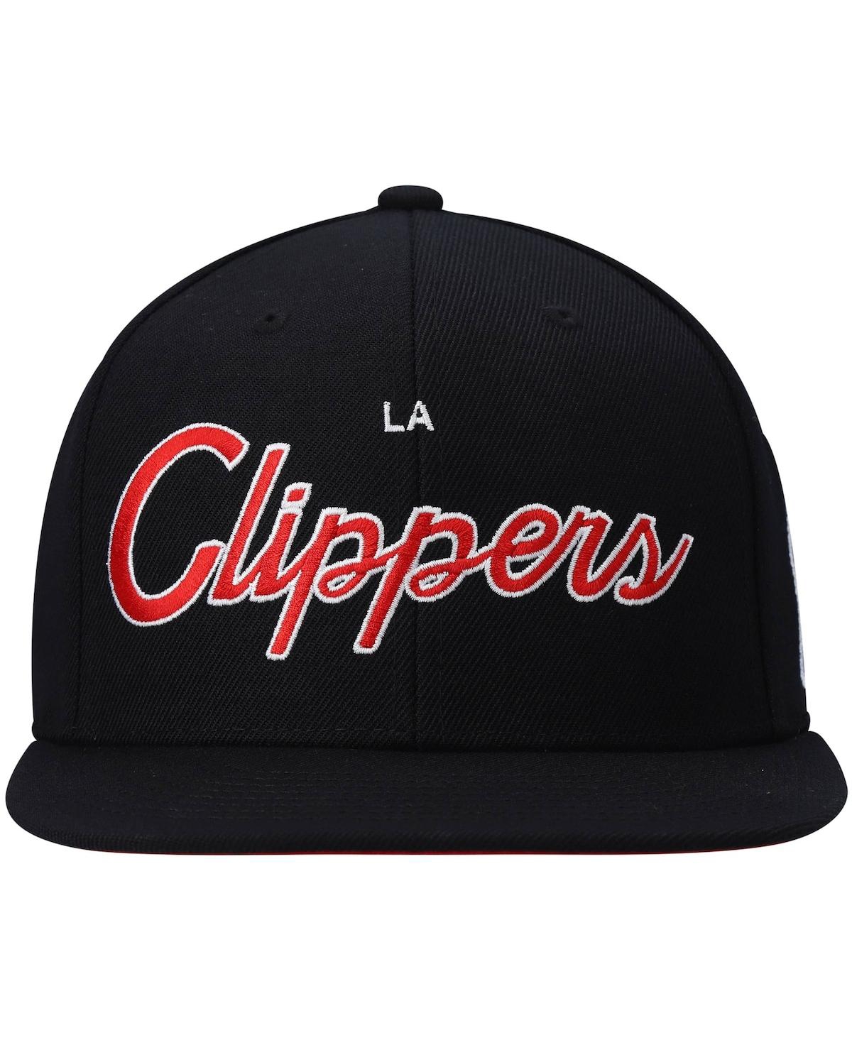 Shop Mitchell & Ness Men's  Black La Clippers Hardwood Classics Script 2.0 Snapback Hat