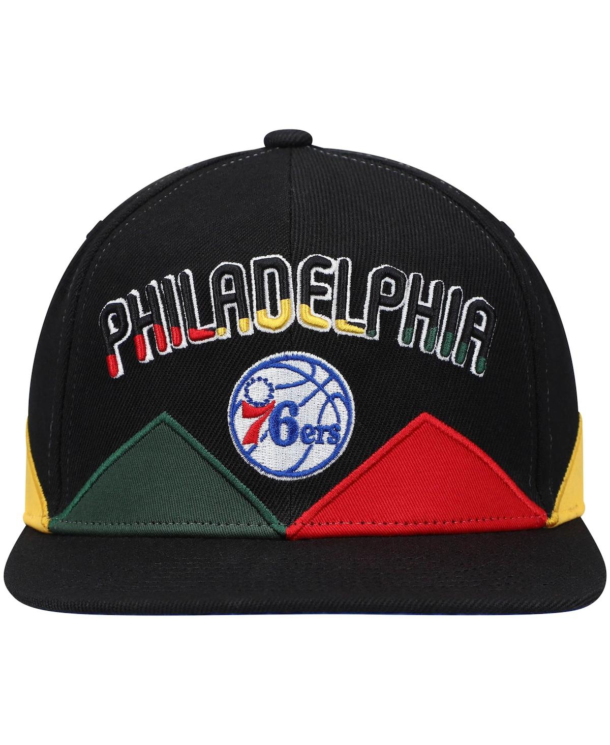 Mitchell & Ness Men's  Black Philadelphia 76ers Black History Month Snapback Hat In Black