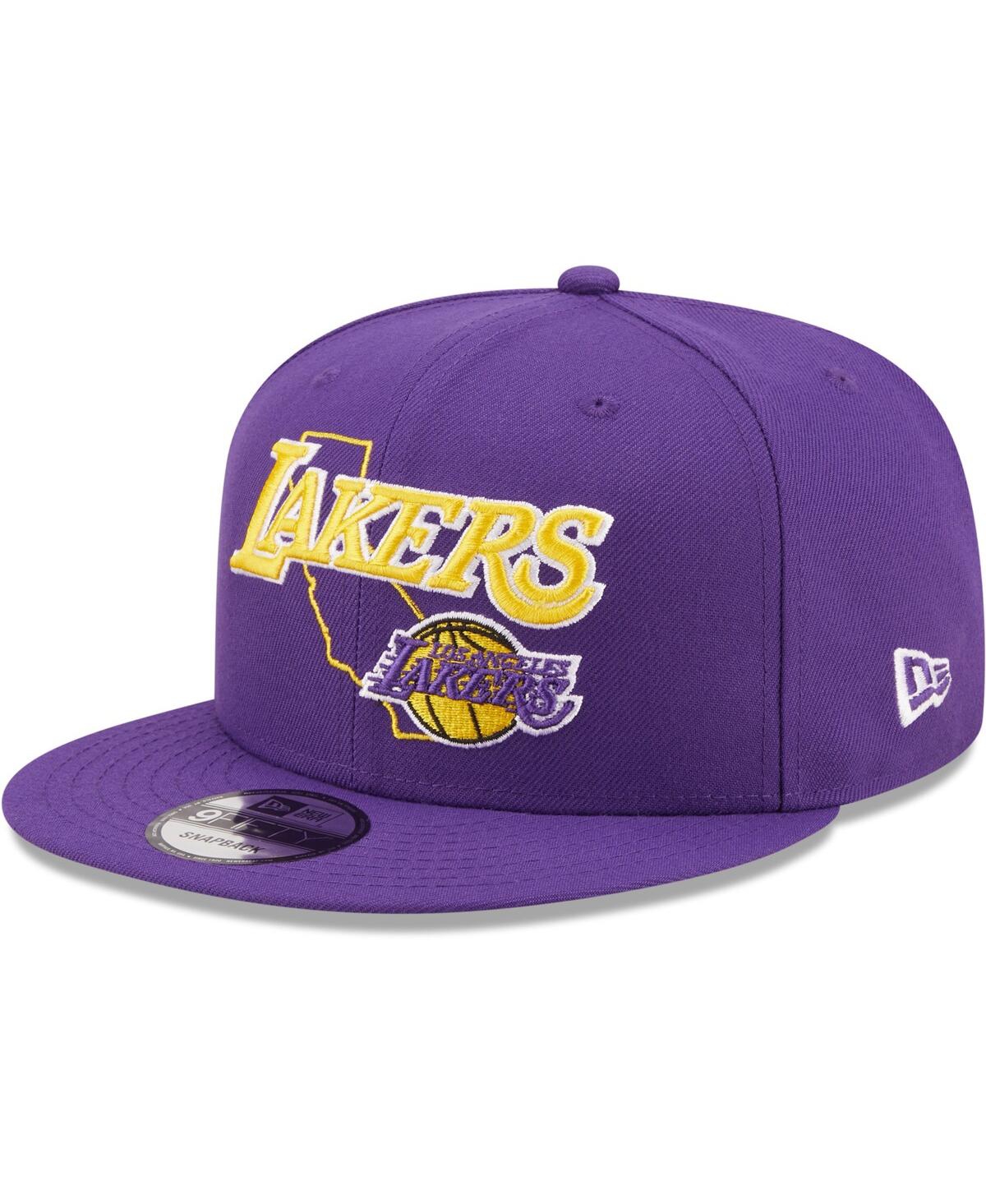 Shop New Era Men's  Purple Los Angeles Lakers Team State 9fifty Snapback Hat