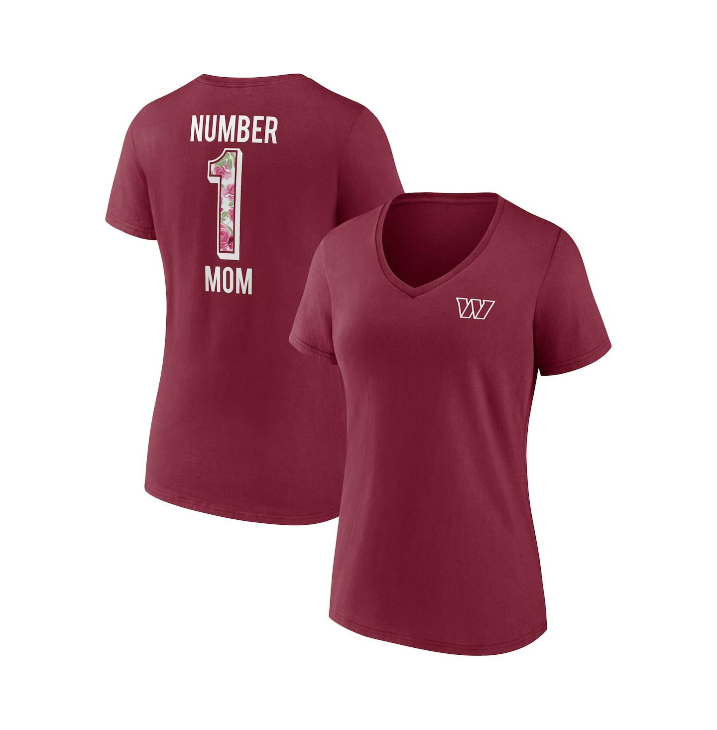 Женская футболка Fanatics Burgundy Washington Commanders Team Mother's Day V-Neck — фото 1