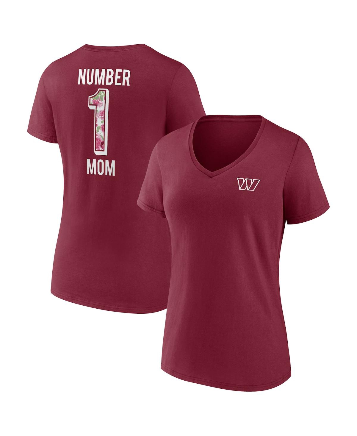 Shop Fanatics Women's  Burgundy Washington Commanders Team Mother's Day V-neck T-shirt