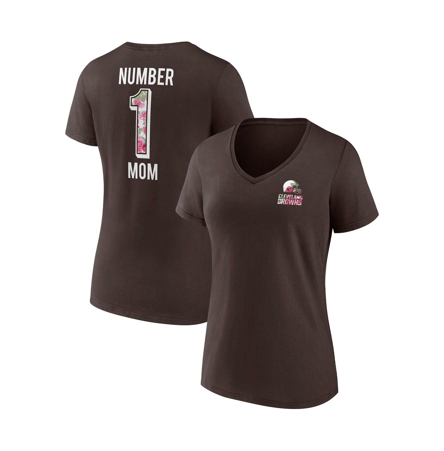 Женская футболка Fanatics Brown Cleveland Browns Team Mother's Day V-Neck — фото 1